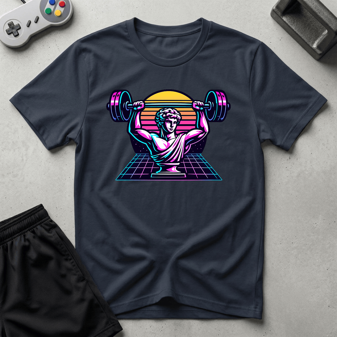 Greek Bust Synthwave T-Shirt - Navy