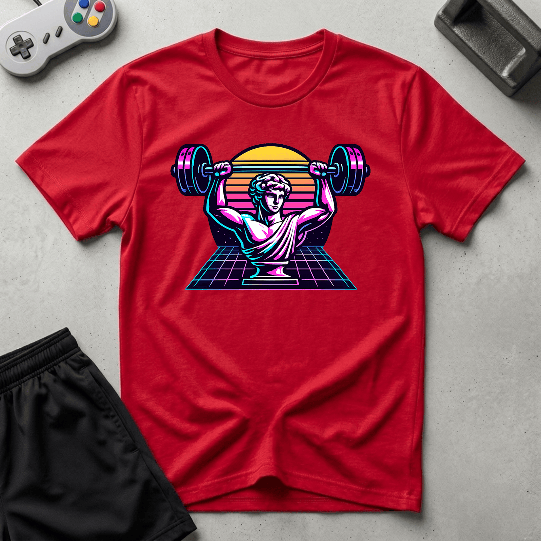 Greek Bust Synthwave T-Shirt - Red