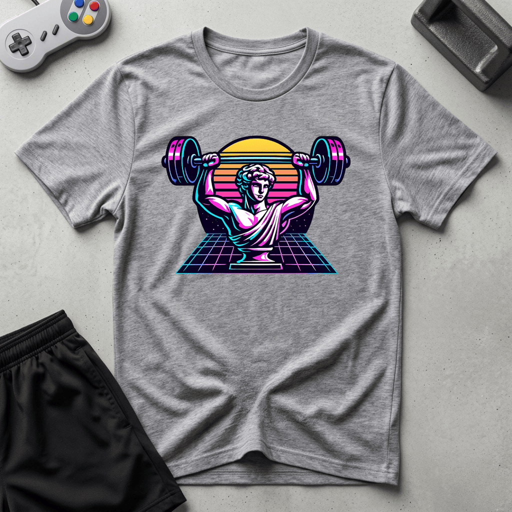 Greek Bust Synthwave T-Shirt - Sport Grey