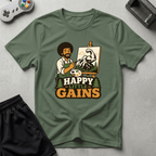 Happy Little Gains T-Shirt - Military Green