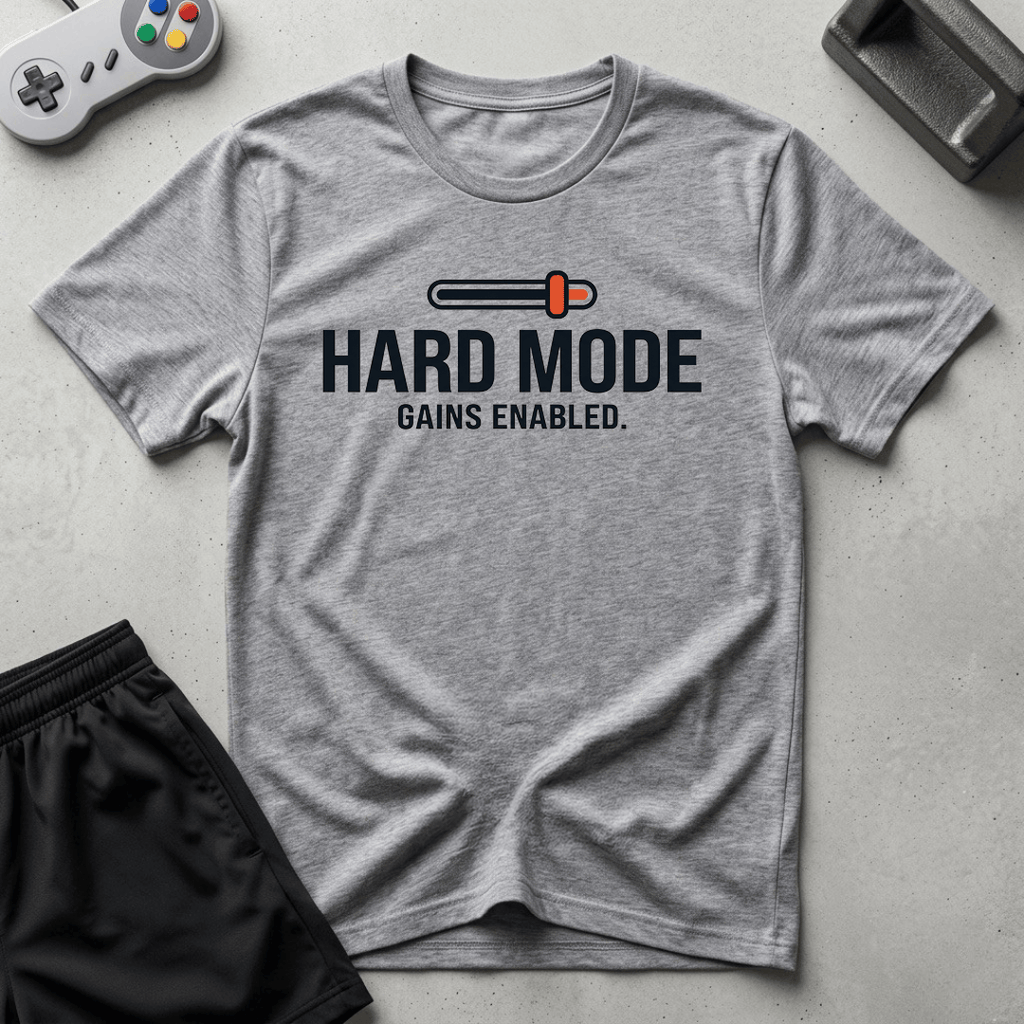 Hard Mode Gains T-Shirt - Sport Grey