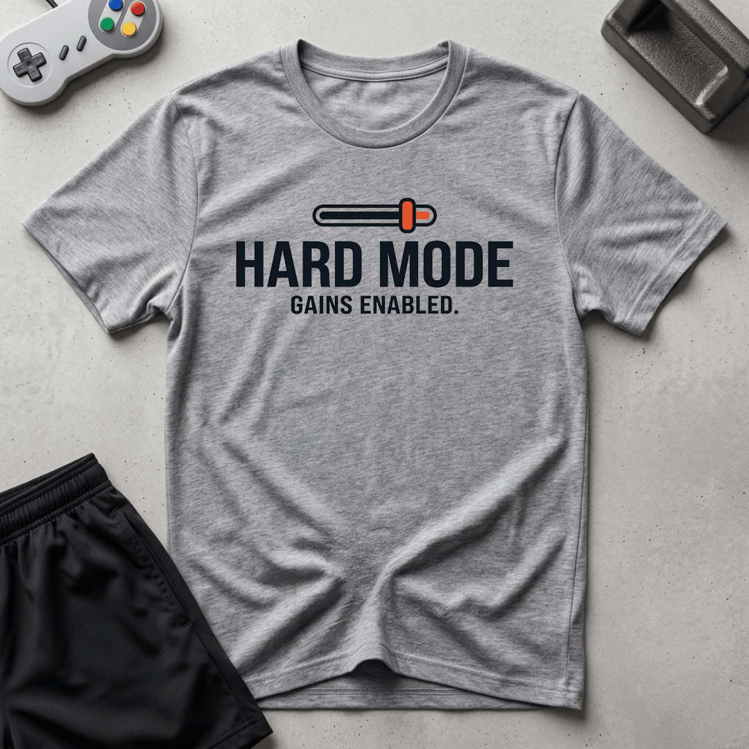 Hard Mode Gains T-Shirt - Sport Grey