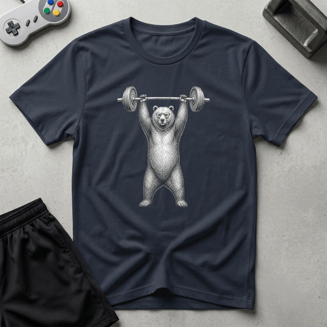 Nerd Bear Deadlift T-Shirt - Navy