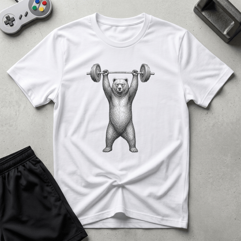 Nerd Bear Deadlift T-Shirt - White