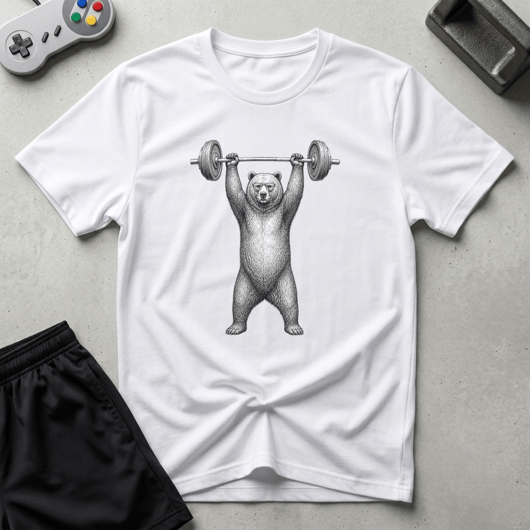 Nerd Bear Deadlift T-Shirt - White