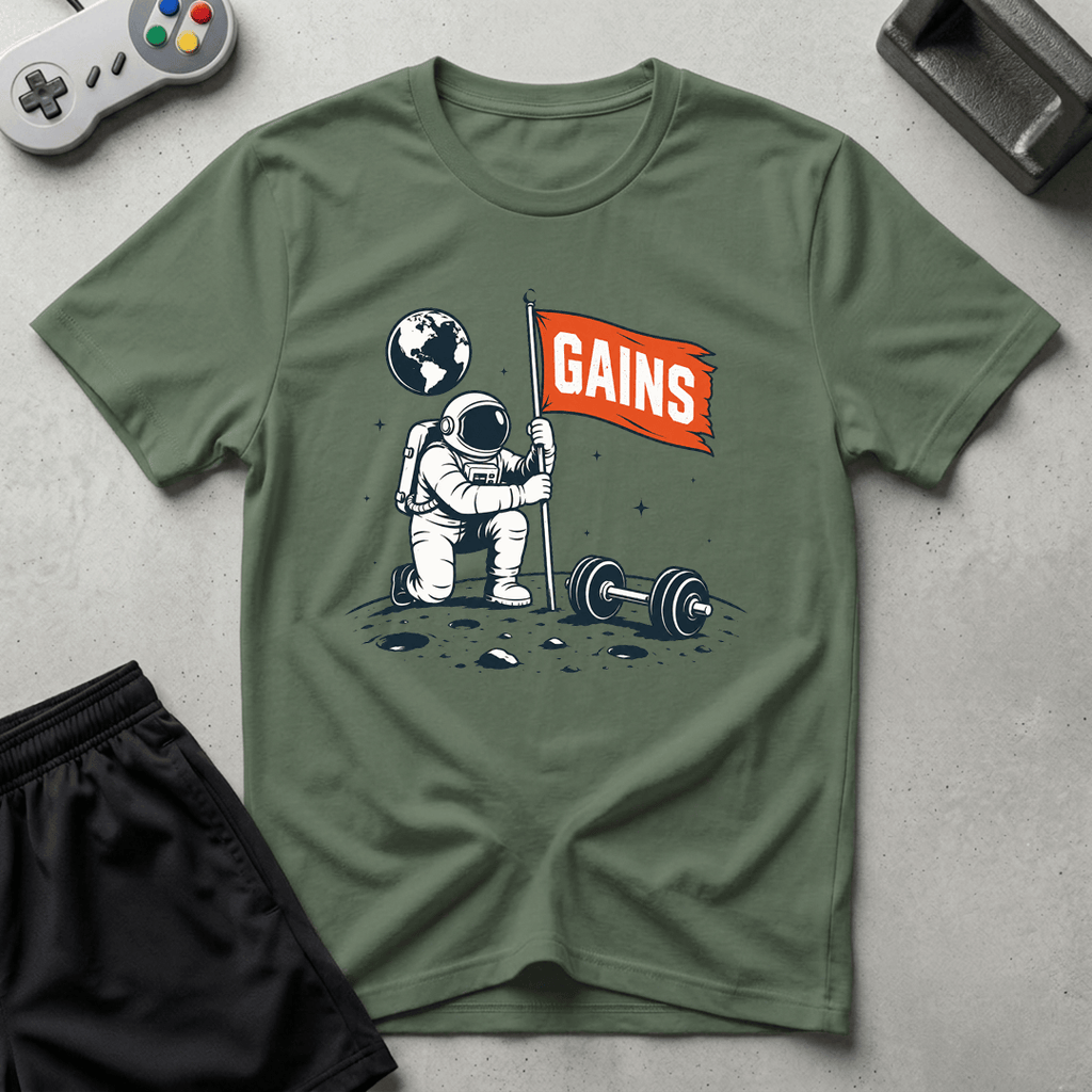 Planting Gains Flag T-Shirt - Military Green
