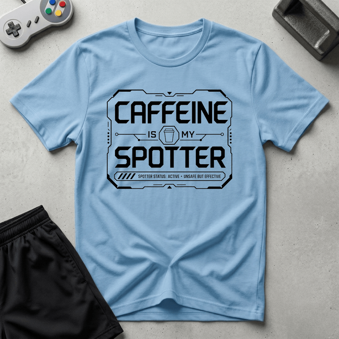 Spotted By Caffeine T-Shirt - Light Blue