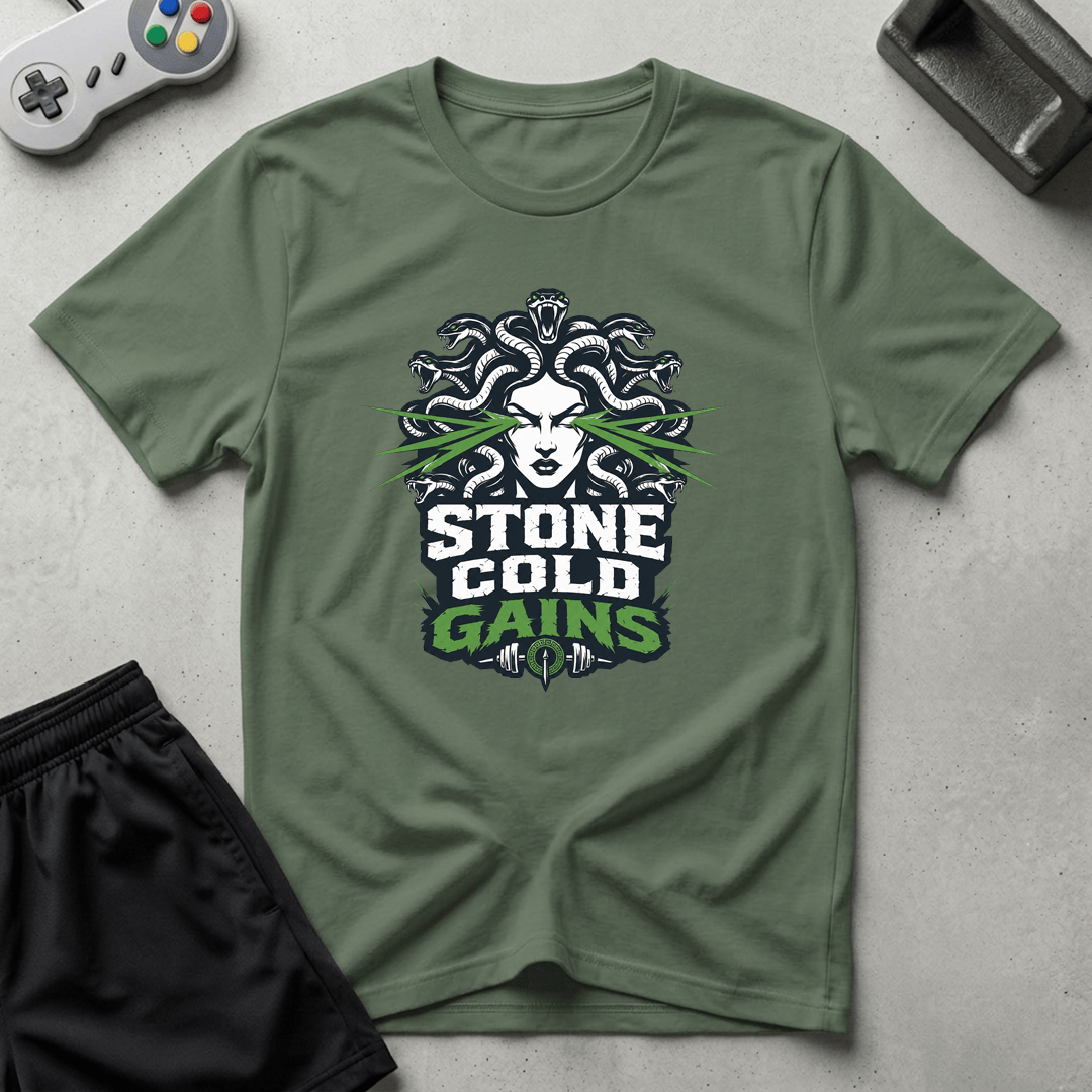 Stone Cold Gains T-Shirt - Military Green