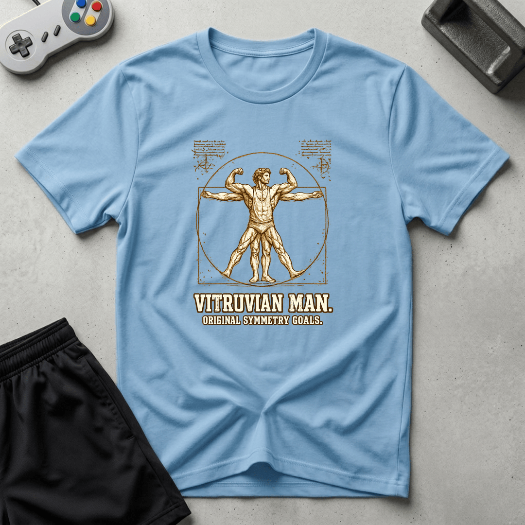 Vitruvian Man T-Shirt - Light Blue