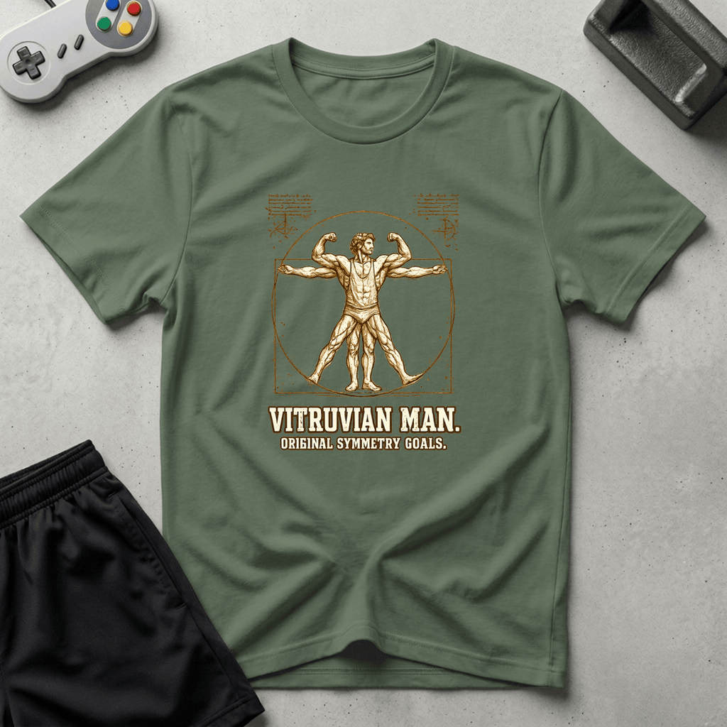 Vitruvian Man T-Shirt - Military Green