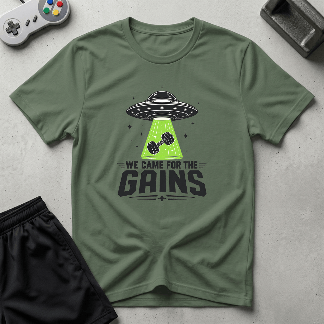 Alien Gains T-Shirt - Military Green