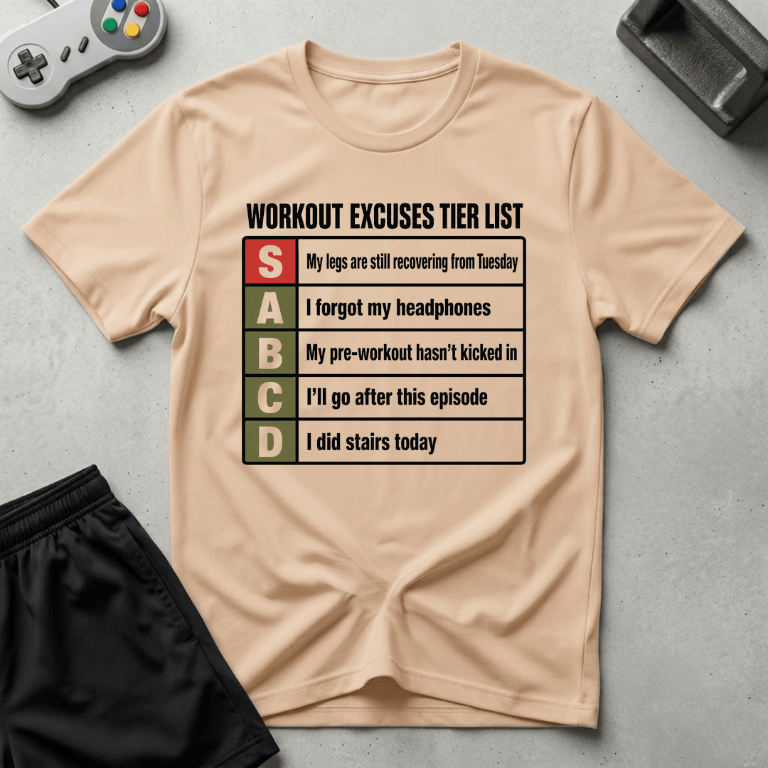 Workout Excuse Tiers T-Shirt - Natural